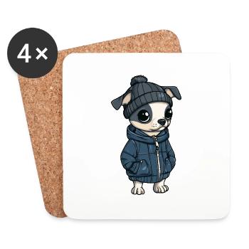 Whippet Hund Cartoon - Untersetzer (4er-Set) - Weiß - Vorne