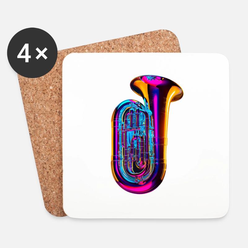 Tuba - Untersetzer (4er-Set) - Weiß