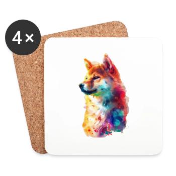 Shiba Inu - Untersetzer (4er-Set) - Weiß - Vorne