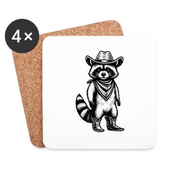 Cowboy Waschbär - Untersetzer (4er-Set) - Weiß - Vorne