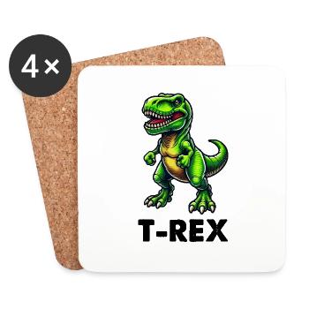 dinosaure T-Rex dino - Dessous de verre (lot de 4) - blanc - Devant