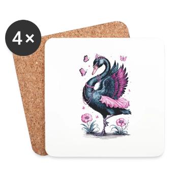 Eleganter Schwan für Schwan Fan - Untersetzer (4er-Set) - Weiß - Vorne
