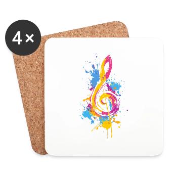 Clé colorée mélomane pop art - Dessous de verre (lot de 4) - blanc - Devant