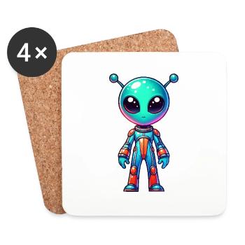 Bande dessinée extraterrestre - Dessous de verre (lot de 4) - blanc - Devant