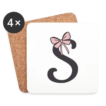 Initial letter S ribbon - Coasters (set of 4) - white - Front