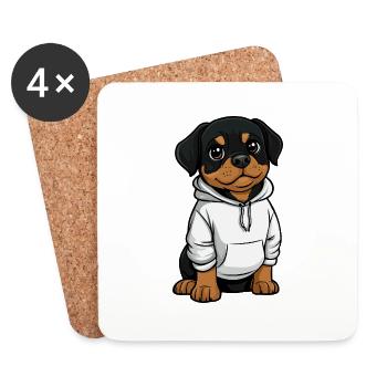 Rottweiler Dog Funny - Coasters (set of 4) - white - Front