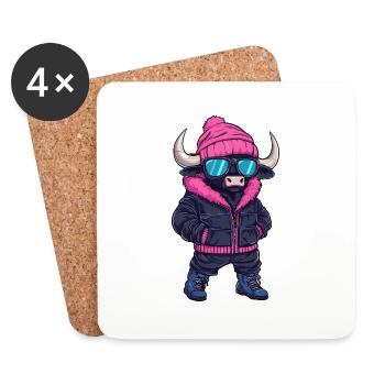 Stier Cool Comic - Untersetzer (4er-Set) - Weiß - Vorne