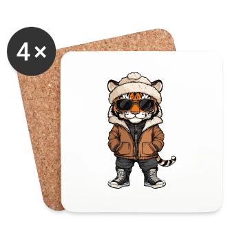Tiger Cool Comic - Coasters (set of 4) - white - Front