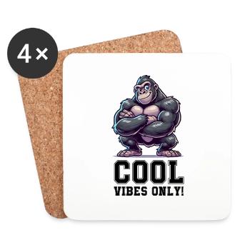 Gorilla Funny Cool - Coasters (set of 4) - white - Front