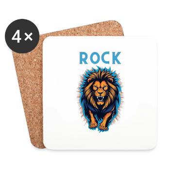 Rock Löwe - Untersetzer (4er-Set) - Weiß - Vorne