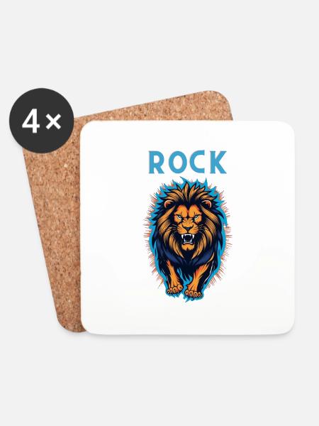 Rock Lion - Coasters (set of 4) - white