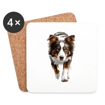 Australischer Schäferhund - Untersetzer (4er-Set) - Weiß - Vorne