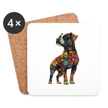 Staffordshire Bullterrier - Untersetzer (4er-Set) - Weiß - Vorne