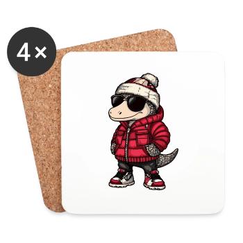 Armadillo Bande dessinée cool - Dessous de verre (lot de 4) - blanc - Devant