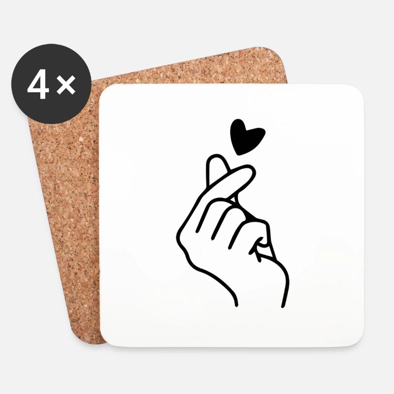Herz Händezeichen Symbol K-pop - Untersetzer (4er-Set) - Weiß