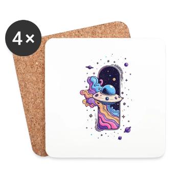 UFO in window - Coasters (set of 4) - white - Front