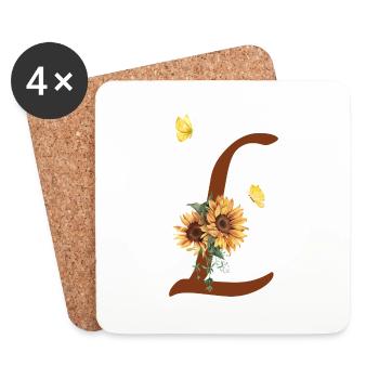 Buchstabe l Sonnenblume Schmetterling - Untersetzer (4er-Set) - Weiß - Vorne