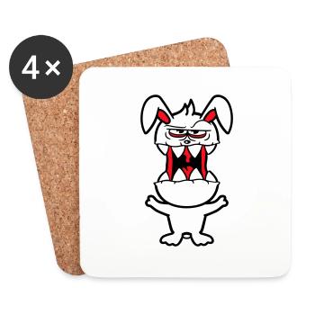 Hase Monster Böse Gefährlich Cool Halloween Horror - Untersetzer (4er-Set) - Weiß - Vorne