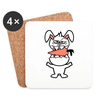 Hase Monster Böse Möhre Karotte Halloween Horror - Untersetzer (4er-Set) - Weiß - Vorne