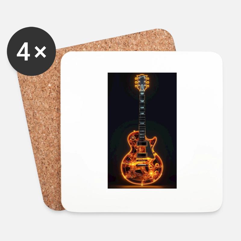 Gitarre Feuer - Untersetzer (4er-Set) - Weiß