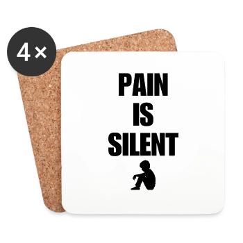 PAIN IS SILENT BOI - Painful & depression - Untersetzer (4er-Set) - Weiß - Vorne
