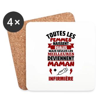 Maman,infirmière ,cadeau infirmière,fête des mères - Dessous de verre (lot de 4) - blanc - Devant