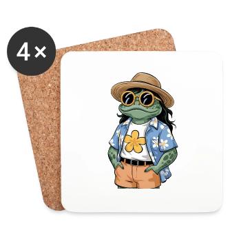 Lustiger Sommerfrosch - Untersetzer (4er-Set) - Weiß - Vorne