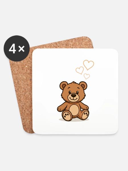 teddybaer comic love - Untersetzer (4er-Set) - Weiß