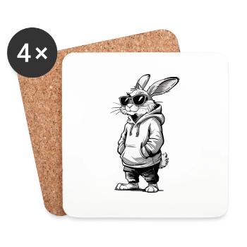 Cooler Osterhase Häschen Frohe Ostern Geschenk - Untersetzer (4er-Set) - Weiß - Vorne