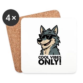 Wolf Sunglasses Cool - Coasters (set of 4) - white - Front