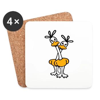 2 Road Runner Pärchem Kuckuck Vogel langer Hals - Untersetzer (4er-Set) - Weiß - Vorne