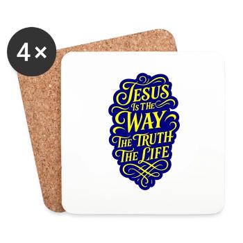Jésus Chemin Vérité Vie Verset biblique - Dessous de verre (lot de 4) - blanc - Devant