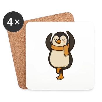 Yoga Pinguin – Entspannter Tanz in Tierform - Untersetzer (4er-Set) - Weiß - Vorne