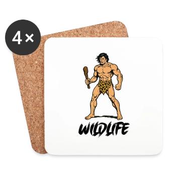 Hoehlenmensch Wildlife - Coasters (set of 4) - white - Front