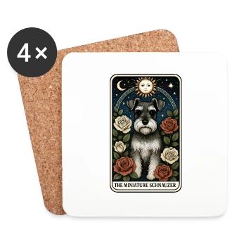 Zwergschnauzer - Untersetzer (4er-Set) - Weiß - Vorne