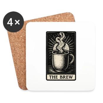 The Brew – Coffee Tarot Card in Vintage Ink - Coasters (set of 4) - white - Front