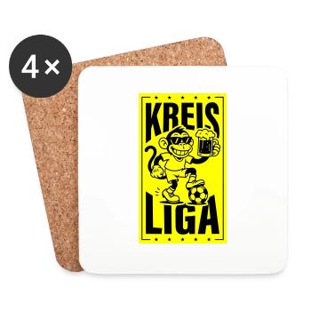 Kreisliga Fussball Affe - Untersetzer (4er-Set) - Weiß - Vorne