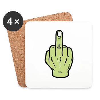Middle Finger Hand Icon - Coasters (set of 4) - white - Front