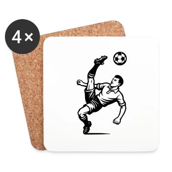 Fallrückzieher Fussballer - Untersetzer (4er-Set) - Weiß - Vorne