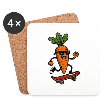 Kickflip Carrot: The Rad Root on Wheels - Coasters (set of 4) - white - Front