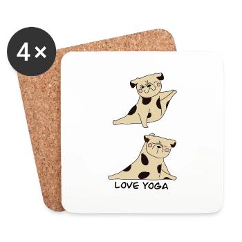 Zen Pug – Yoga pour chien - Dessous de verre (lot de 4) - blanc - Devant