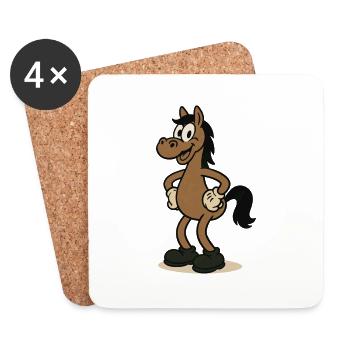 Bande dessinée de cheval - Dessous de verre (lot de 4) - blanc - Devant