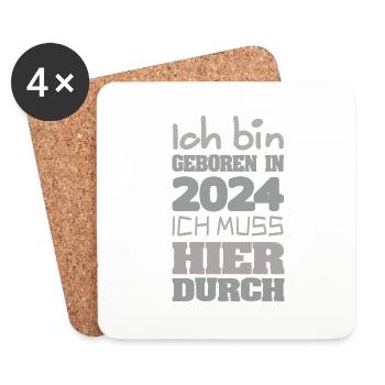 Bin 2024 - Untersetzer (4er-Set) - Weiß - Vorne