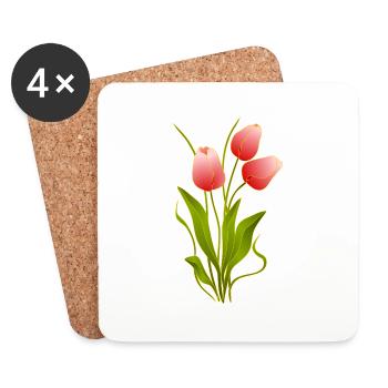 Blumen - Untersetzer (4er-Set) - Weiß - Vorne