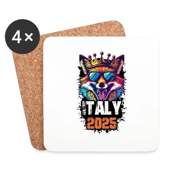 Italien 2025 Urlaub Fuchs - Untersetzer (4er-Set) - Weiß - Vorne