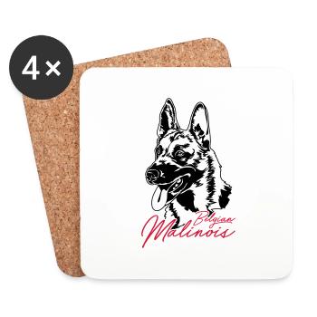 Chien Malinois belge chien de sport chiens Wilsigns - Dessous de verre (lot de 4) - blanc - Devant
