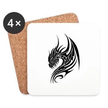 Dragon tatoué avec des ailes - Dessous de verre (lot de 4) - blanc - Devant