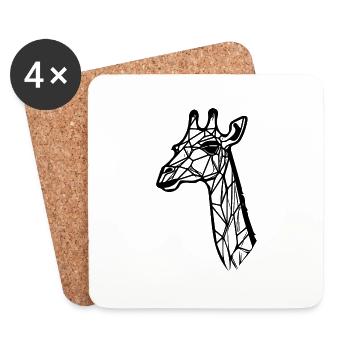 Slender Giraffe Geometric Lines Style - Coasters (set of 4) - white - Front