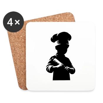 Kinder kleiner Hobbykoch Silhouette Portrait - Untersetzer (4er-Set) - Weiß - Vorne