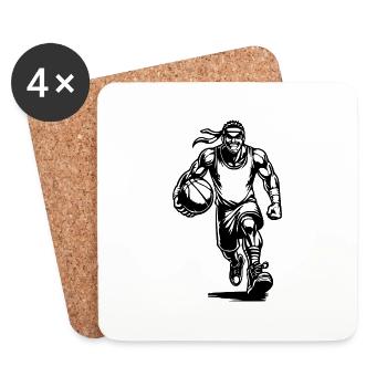 Stormy basketball coach with ball - Coasters (set of 4) - white - Front